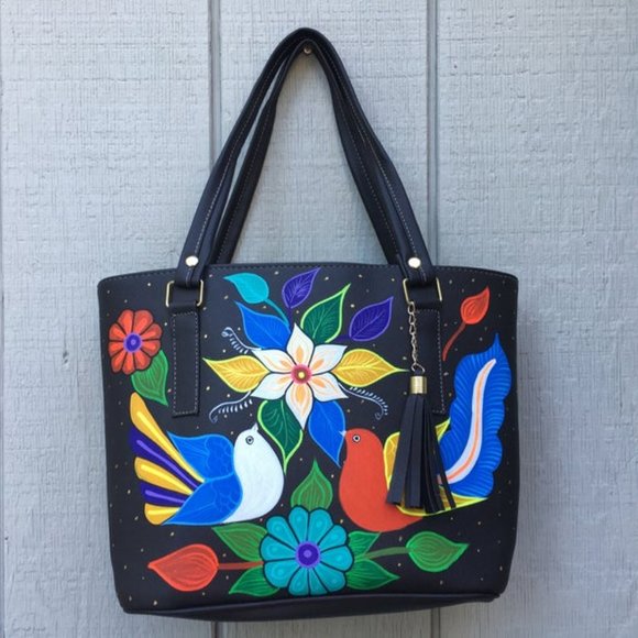 Hand Painted Mexican Tote Bag - Picture 1 of 4